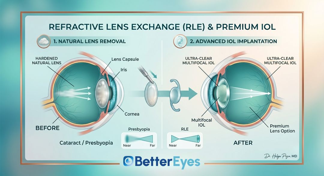 Diagram of the Natural Lens Removal with an Advanced IOL Implantation